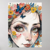 Bezaubernde Augen inmitten von Schmetterlingen & B Poster (Vorne)