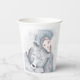 Bezaubernde Bären und Mädchen Weihnachten Pappbecher