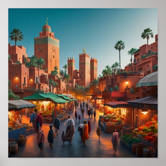 Bezaubernde Bezirke von Marrakesch, Marokko Poster (Vorne)