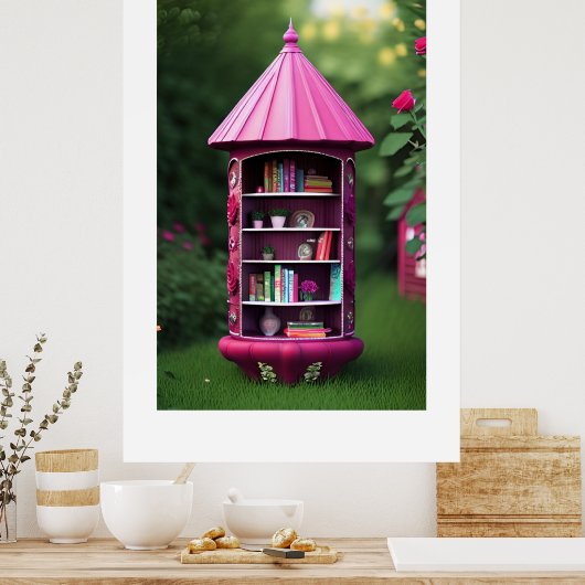 Bezaubernde Bibliothek im Freien Poster (Küche)