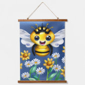 Bezaubernde Biene im Blumengarten Wandteppich Mit Holzrahmen (Vorderseite)