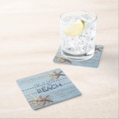 Bezaubernde blaue Holzstruktur, Seesterne Rechteckiger Pappuntersetzer (Vor Ort)