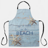 Bezaubernde blaue Holzstruktur, Seesterne Schürze (Vorderseite)