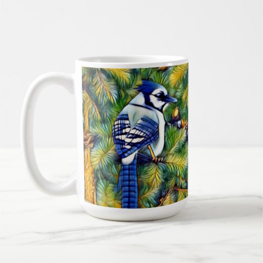 Bezaubernde blaue Jay drucken Kaffeetasse (Links)
