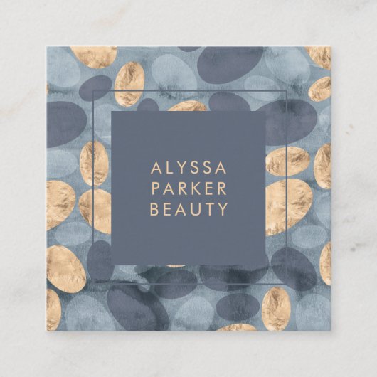 Bezaubernde blaue Punkte mit Gold Quadratische Visitenkarte (Vorderseite)