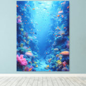 Bezaubernde blaue Tiefen und Korallenriffe Leinwanddruck (Insitu (Holzboden))