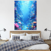 Bezaubernde blaue Tiefen und Korallenriffe Leinwanddruck (Insitu (Schlafzimmer))