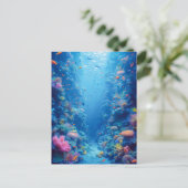 Bezaubernde blaue Tiefen und Korallenriffe Postkarte (Stehend Vorderseite)