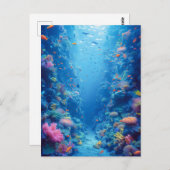 Bezaubernde blaue Tiefen und Korallenriffe Postkarte (Vorne/Hinten)