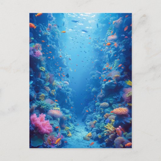Bezaubernde blaue Tiefen und Korallenriffe Postkarte (Vorderseite)