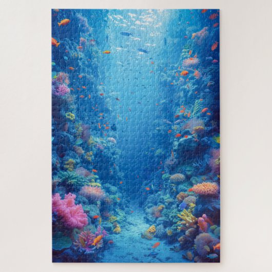 Bezaubernde blaue Tiefen und Korallenriffe Puzzle (Vertikal)