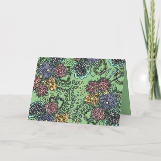 Bezaubernde Blume des Doodle Karte (Rückseite)