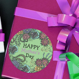 Bezaubernde Blume des Doodle Runder Aufkleber