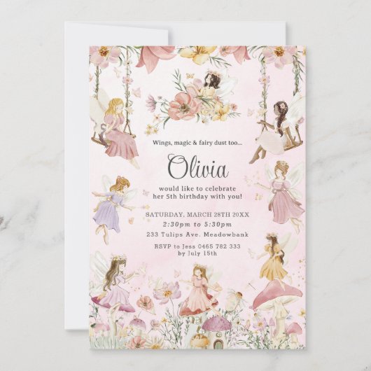 Bezaubernde Blume Mädelgarten Geburtstag Einladung (Vorderseite)