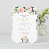 Bezaubernde Blume mit Wasserfarben Blush Hochzeit Einladung (Stehend Vorderseite)