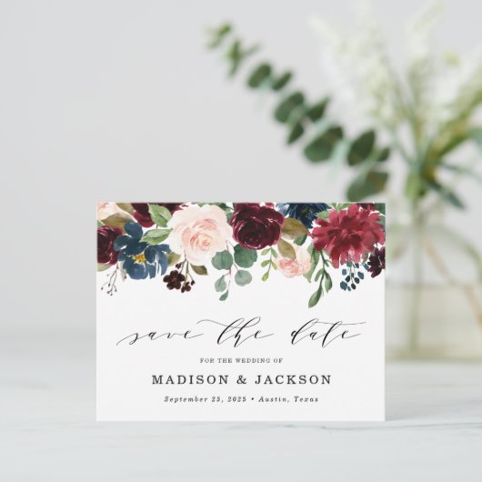 Bezaubernde Blume Save the Date Ankündigungspostkarte (Stehend Vorderseite)