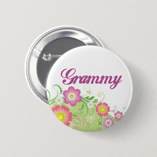 Bezaubernde Blumen Grammy Button (Vorne & Hinten)