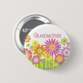 Bezaubernde Blumen Großmutter Button (Vorne & Hinten)