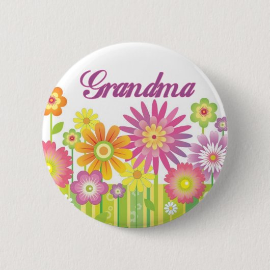 Bezaubernde Blumen Großmutter Button (Vorderseite)