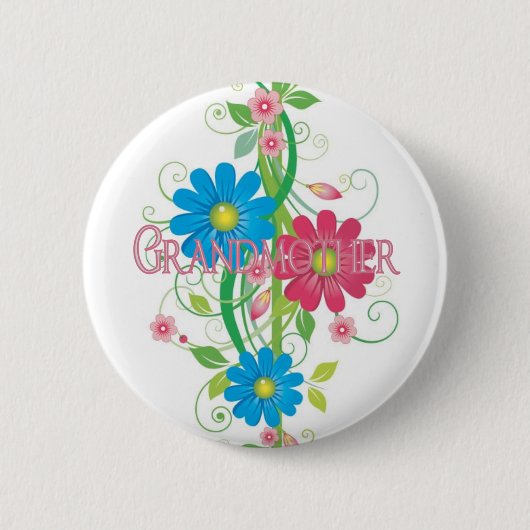 Bezaubernde Blumen Großmutter Button (Vorderseite)