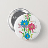 Bezaubernde Blumen Großmutter Button (Vorne & Hinten)