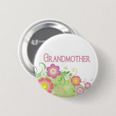 Bezaubernde Blumen Großmutter Button (Vorne & Hinten)