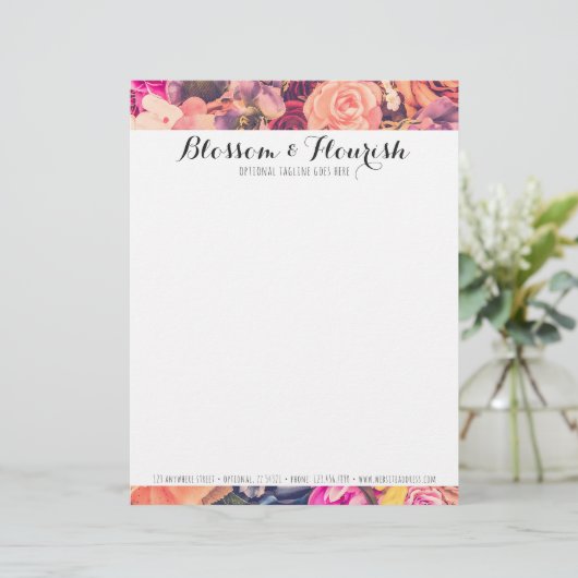 Bezaubernde BlumenRosen-Trendy moderner Florist u. Briefkopf (Stehend Vorderseite)