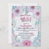 Bezaubernde Bohemische Blume Kinderdusche Einladung (Vorderseite)