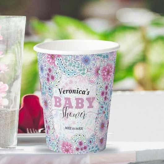 Bezaubernde Bohemische Blume Kinderdusche Pappbecher