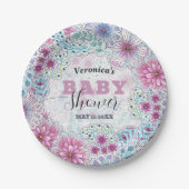 Bezaubernde Bohemische Blume Kinderdusche Pappteller (Vorderseite)