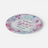 Bezaubernde Bohemische Blume Kinderdusche Pappteller (Schrägansicht)