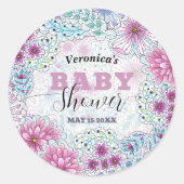 Bezaubernde Bohemische Blume Kinderdusche Runder Aufkleber (Vorderseite)