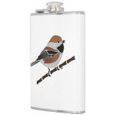 Bezaubernde Boreal Chickadee Bird Cartoon Flachmann (Links)