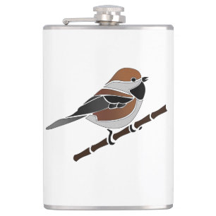 Bezaubernde Boreal Chickadee Bird Cartoon Flachmann