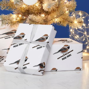 Bezaubernde Boreal Chickadee Bird Cartoon Geschenkpapier