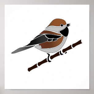 Bezaubernde Boreal Chickadee Bird Cartoon Poster