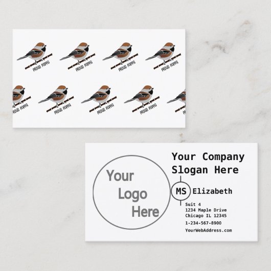 Bezaubernde Boreal Chickadee Bird Cartoon Visitenkarte (Vorne/Hinten)