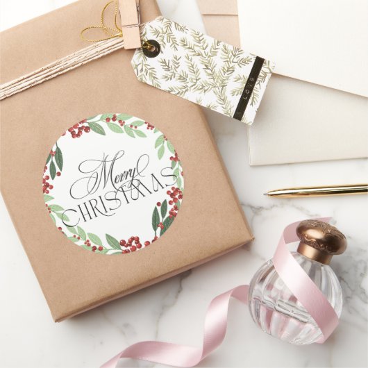 Bezaubernde botanische Moderne Weihnachten Runder Aufkleber (Schenken)