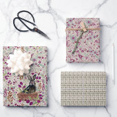 Bezaubernde Bunnies in Korbkörben, Wiesen-Dekoupag Geschenkpapier Set