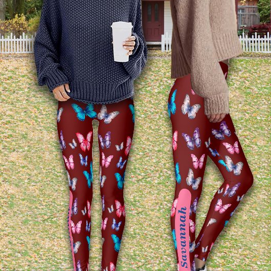 Bezaubernde bunte Schmetterlinge personalisieren Leggings