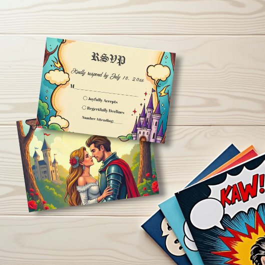 Bezaubernde Burg Waldland Märchenhochzeit RSVP Karte