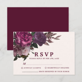 Bezaubernde Burgund & Maroon-Hochzeit RSVP Karte