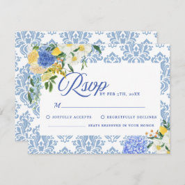 Bezaubernde Burgundy & Maroon Blues Black Wedding RSVP Karte