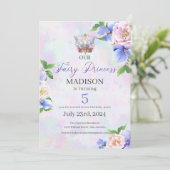 Bezaubernde Butterfly Crown Fairy Princess Geburts Einladung (Stehend Vorderseite)