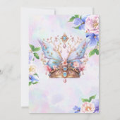 Bezaubernde Butterfly Crown Fairy Princess Geburts Einladung (Rückseite)