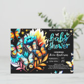 Bezaubernde Butterfly Digital Boy Baby Dusche Einladung (Stehend Vorderseite)