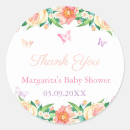 Bezaubernde Butterfly Garden Little Girl Baby Dusc Runder Aufkleber