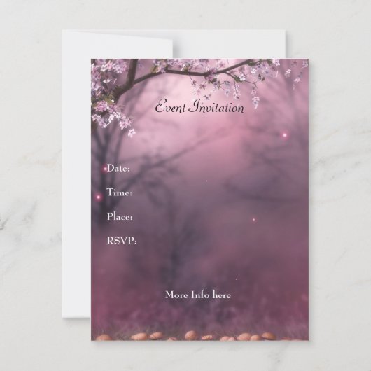 Bezaubernde Cherry Blossom Garden Veranstaltung ei Einladung (Rückseite)
