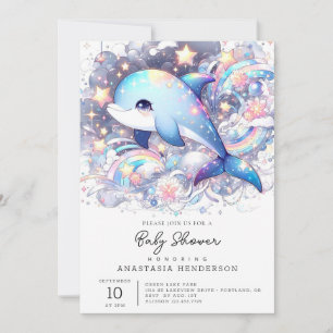 Bezaubernde Dolphin-Babydusche Einladung