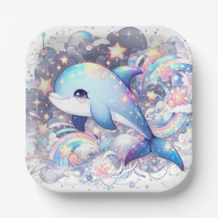 Bezaubernde Dolphin-Babydusche Pappteller